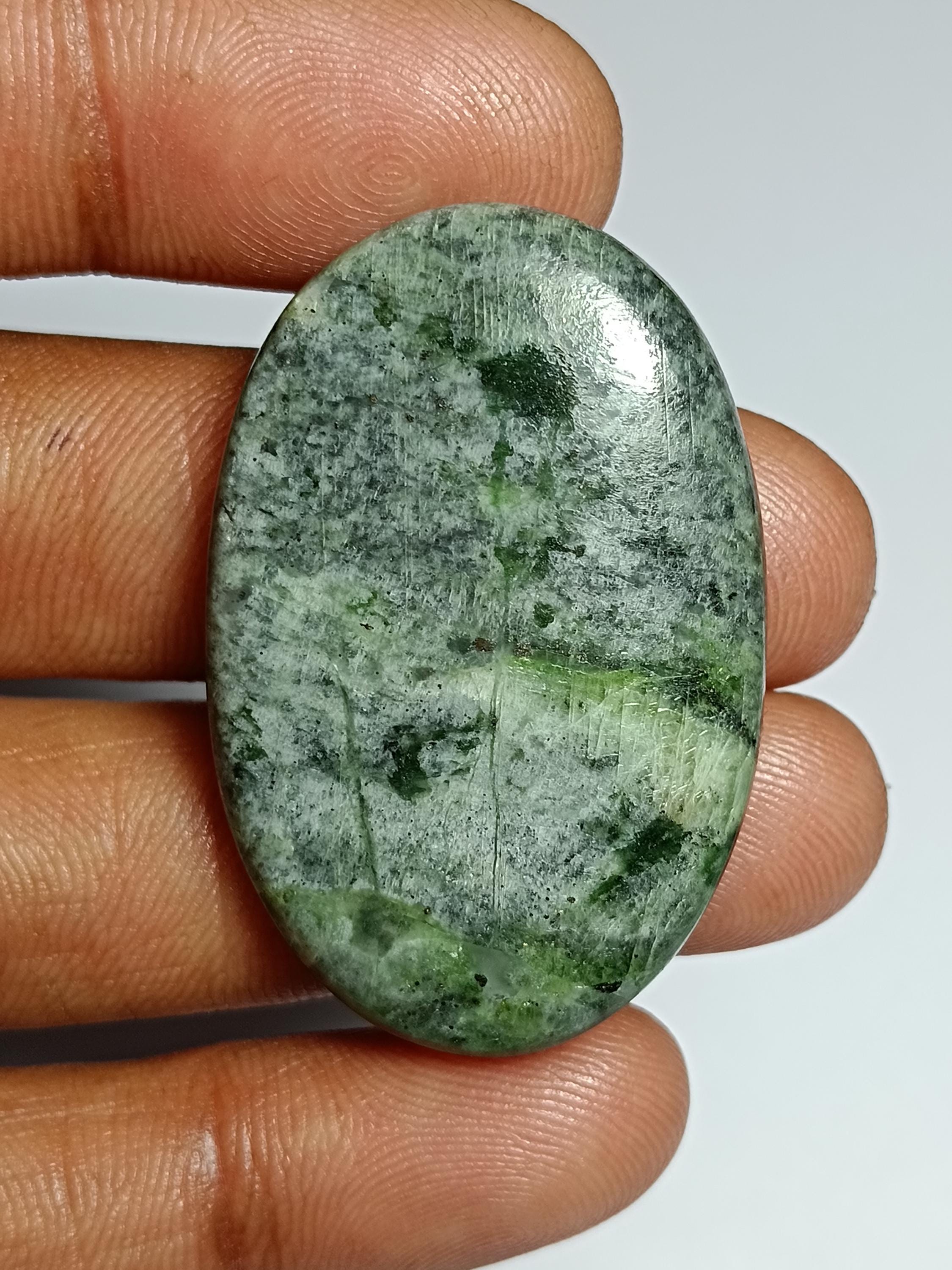 Natural Green Diopside Cabochon, Loose Gemstone (39x26 Mm 71cts)