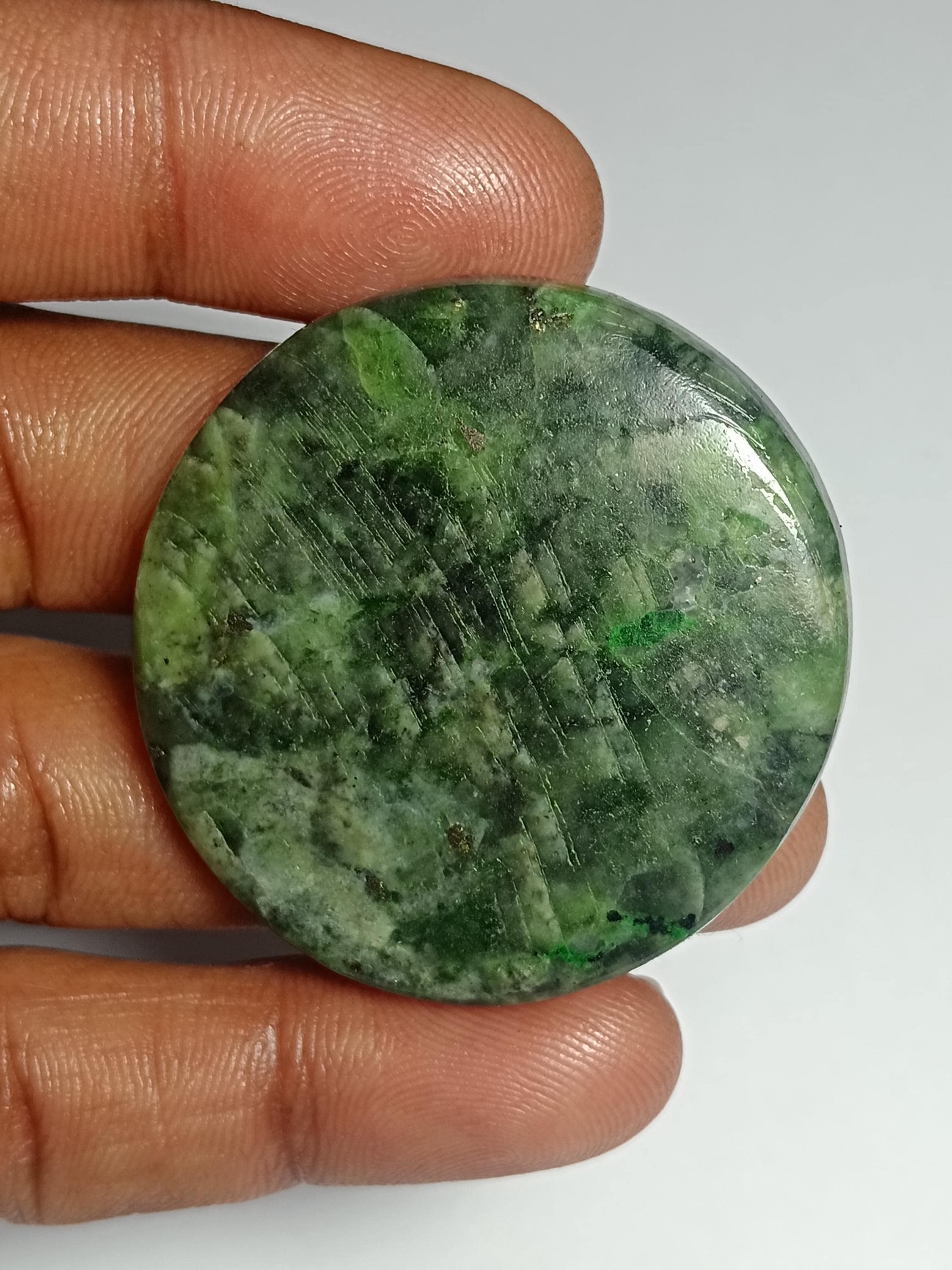 Natural Green Diopside Cabochon, Loose Gemstone (40x40 Mm 112cts)