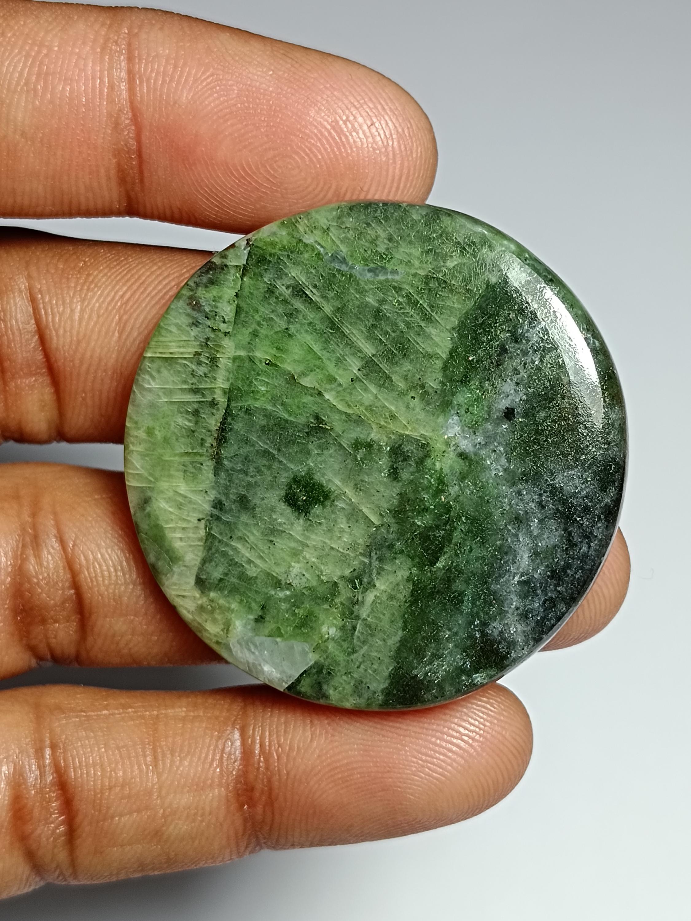 Natural Diopside Cabochon: Loose Gemstone For Jewelry Making (97cts, 40x40 Mm)