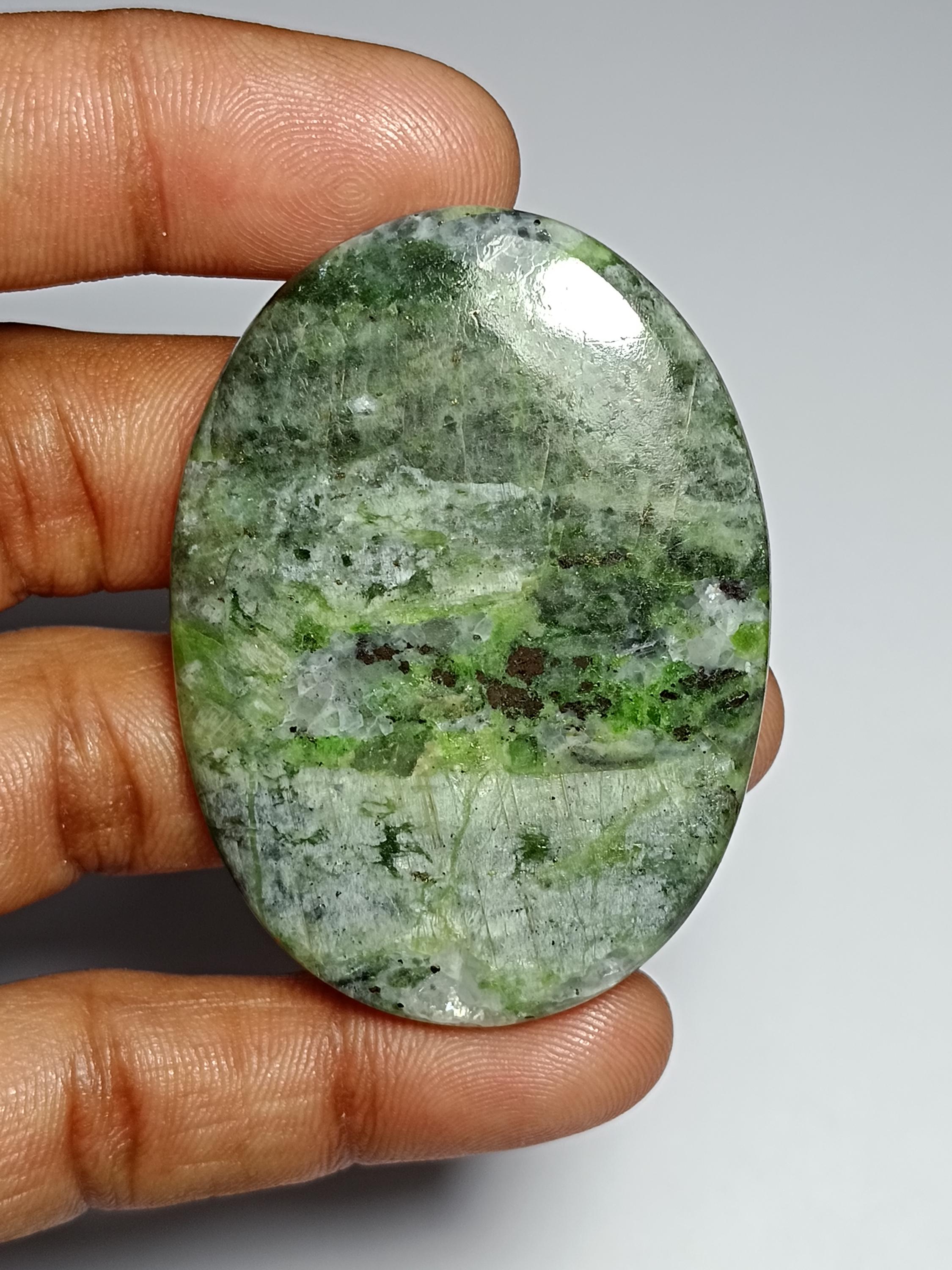 Natural Diopside Cabochon: Loose Gemstone For Jewelry Making (144cts, 54x40 Mm)
