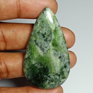 Natural Diopside Cabochon: Loose Gemstone For Jewelry Making (85cts, 51x29 Mm)