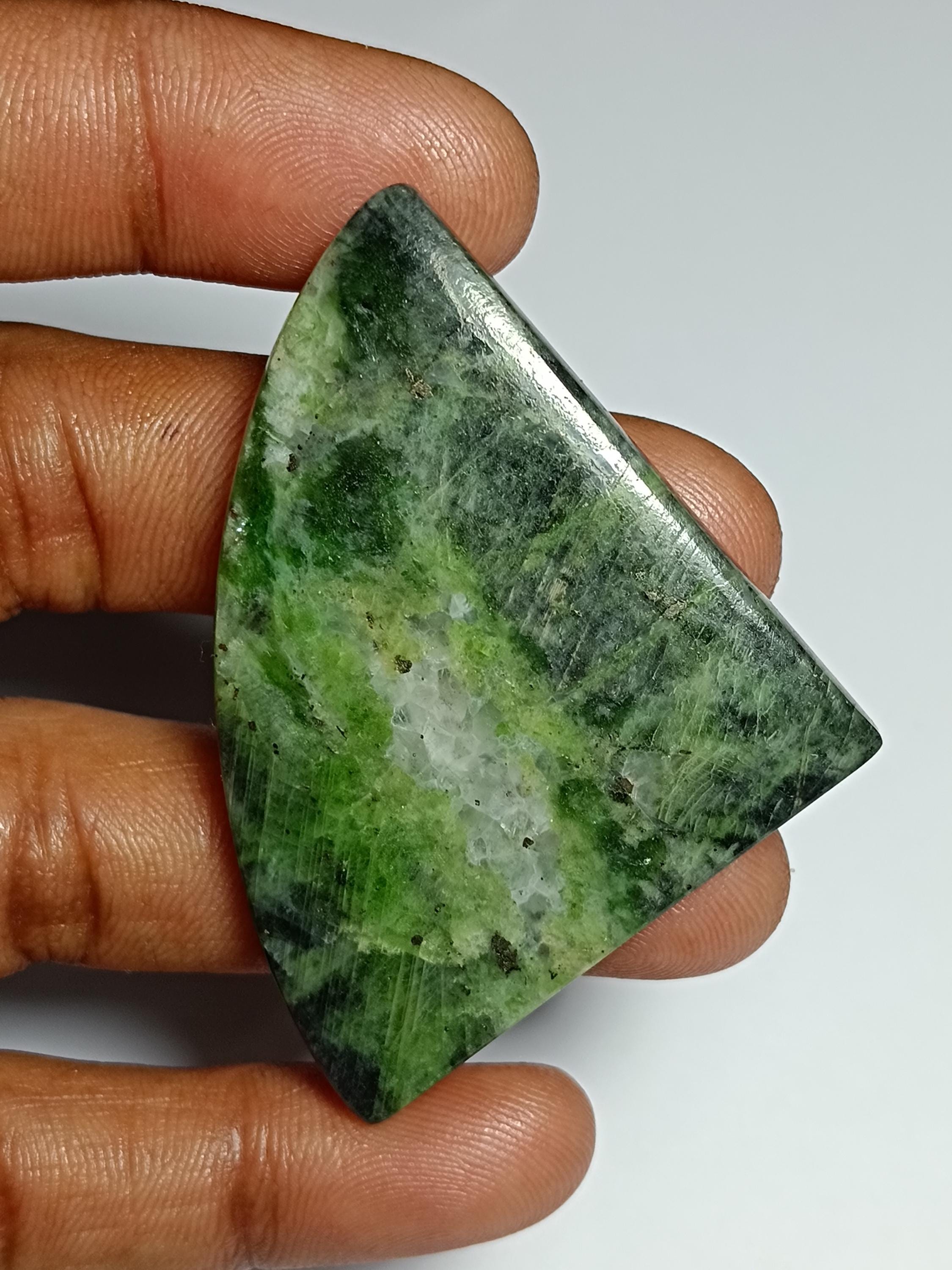Natural Diopside Cabochon: Loose Gemstone For Jewelry Making (109cts, 59x41 Mm) Natural Diopside Cabochon: Loose Gemstone For Jewelry Making (109cts, 59x41 Mm)
