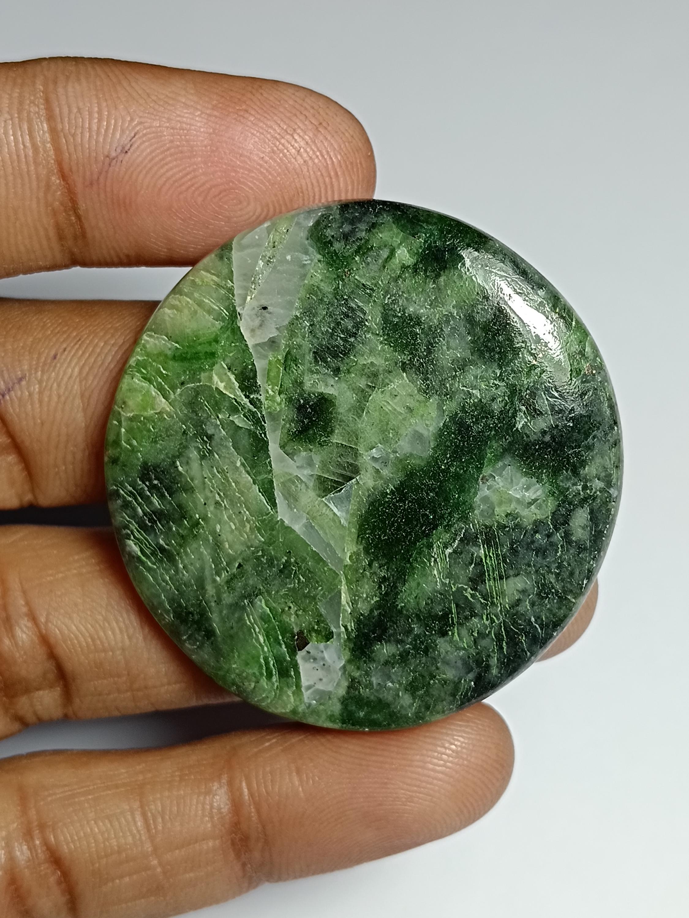 Natural Diopside Cabochon: Loose Gemstone For Jewelry Making (41x41mm, 114cts)
