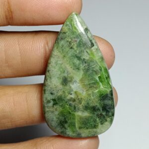 Natural Diopside Cabochon: Loose Gemstone For Jewelry Making (43x25mm, 57cts)