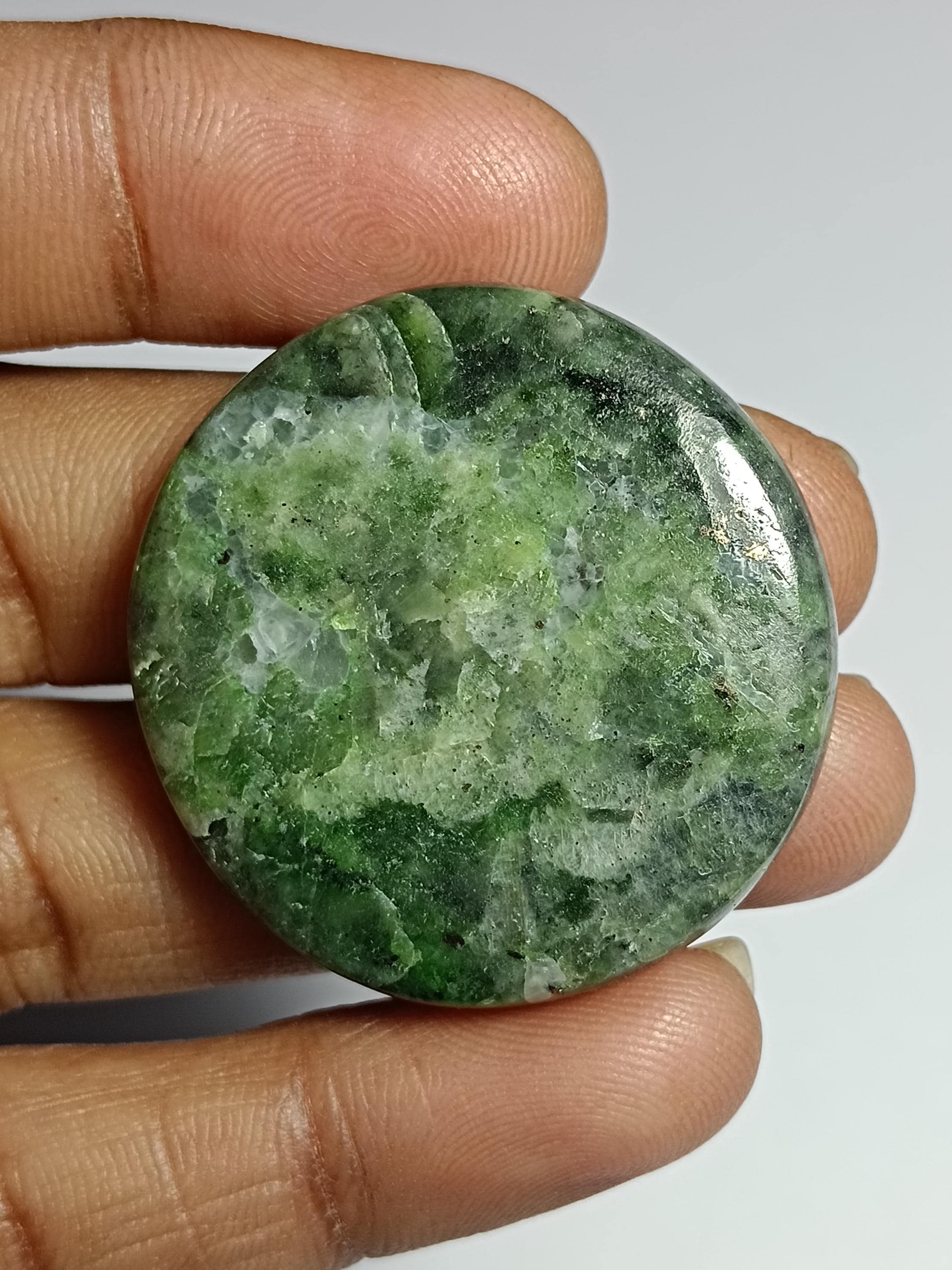 Natural Diopside Cabochon: Loose Gemstone For Jewelry Making (36x35mm, 88cts) Natural Diopside Cabochon: Loose Gemstone For Jewelry Making (36x35mm, 88cts)