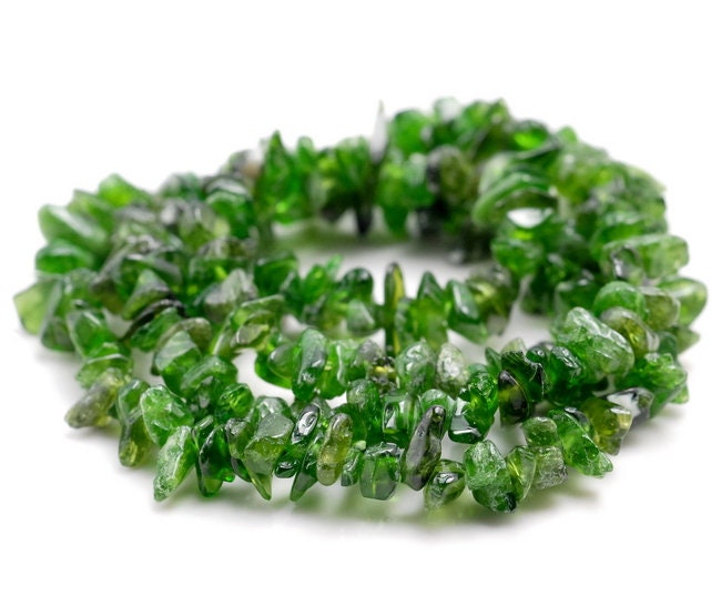 6-8mm  Diopside Gemstone Pebble Nugget Chip Loose Beads 7.5 Inch  (80001853 H-a25)