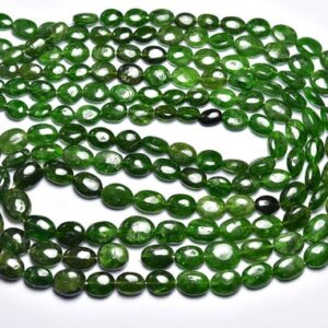 Chrome Diopside Nuggets Oval Beads - 8.5 inches - Natural Most Beautiful Smooth Chrome Diopside Oval - Size is 5x6- 9x6 mm #1863 Chrome Diopside Nuggets Oval Beads - 8.5 inches - Natural Most Beautiful Smooth Chrome Diopside Oval - Size is 5x6- 9x6 mm #1863