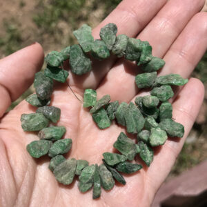 Chrome Diopside rough top drilled beads gemstone not polished Chrome Diopside rough top drilled beads gemstone not polished