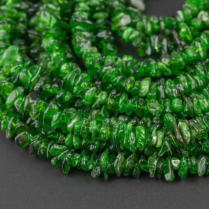 Natural Chrome Diopside Chips Beads - Around 4-5mm in dimensions -16" strands - Wholesale pricing Gemstone Beads