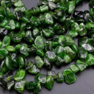 Natural Green Chrome Diopside Freeform Pebble Drop Nugget Beads 15.5" Strand Natural Green Chrome Diopside Freeform Pebble Drop Nugget Beads 15.5" Strand