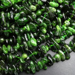 Natural Green Chrome Diopside Freeform Irregular Chip Pebble Nugget Gemstone 15.5" Strand Natural Green Chrome Diopside Freeform Irregular Chip Pebble Nugget Gemstone 15.5" Strand