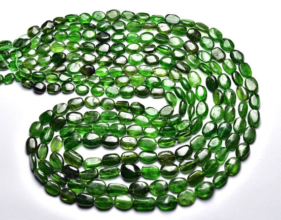 Super Chrome Diopside Nuggets Beads - 14 Inches - Natural Beautiful Smooth Chrome Diopside Oval - Size Is 4x5- 6x9mm #2166