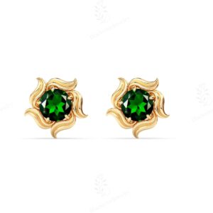 Antique Chrome Diopside Studs Earrings For Women 925 Sliver Diopside Studs Art Deco Floral Design Earring Unique Minimalist Studs Earrings