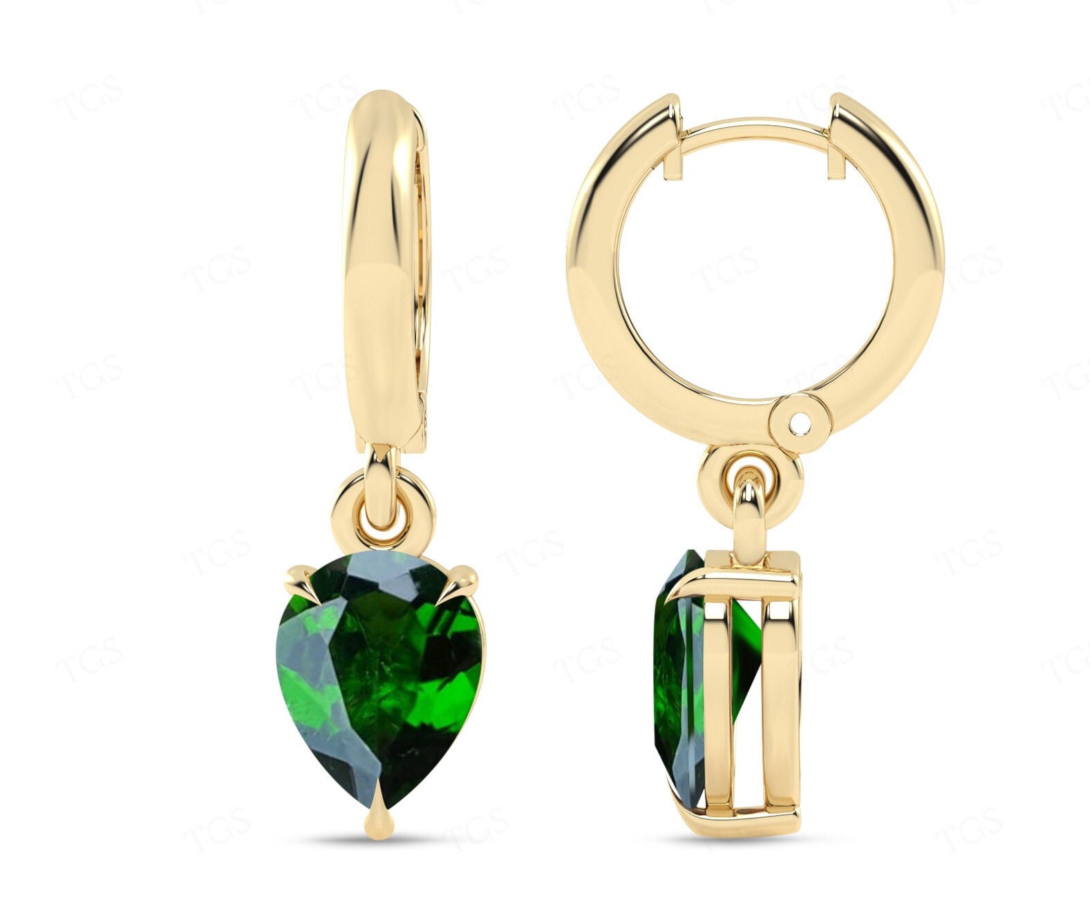 Art Deco Chrome Diopside Wedding Earrings For Her 14k Gold Chrome Diopside Tiny Hoop Earrings For Women Unique Diopside Dangle Drop Earrings