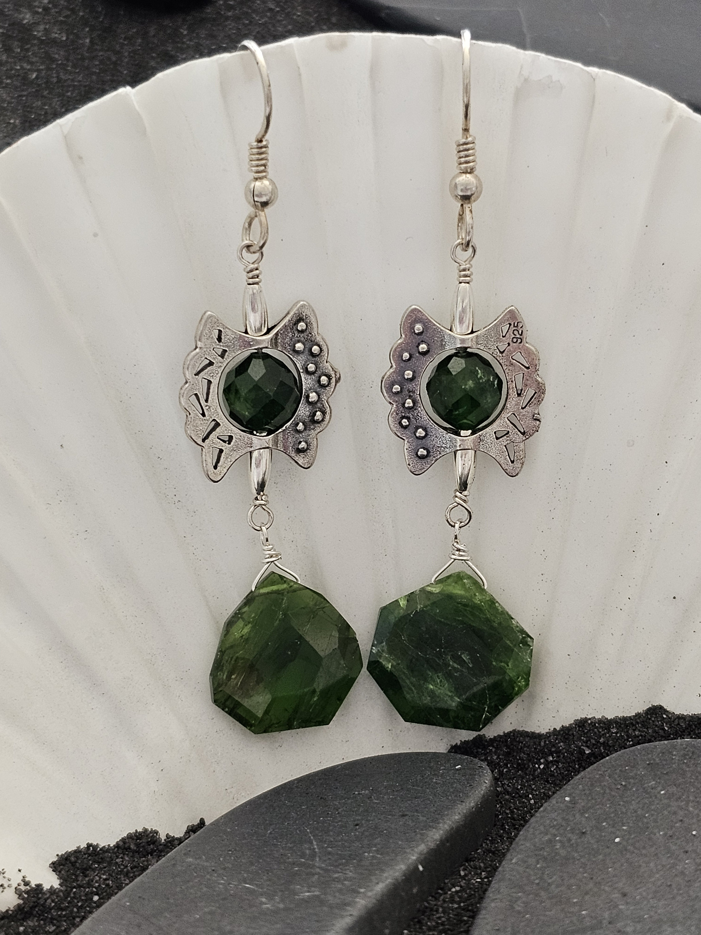 Chrome Diopside Butterfly Inspired Earrings