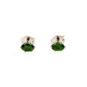 Chrome Diopside Earrings, Frozen Mountain God Rare Natural Gemstone, Forest Green Gem, Chrome Diopside Jewelry, Sterling Silver Studs #57960