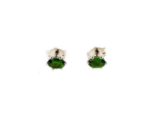 Chrome Diopside Earrings, Frozen Mountain God Rare Natural Gemstone, Forest Green Gem, Chrome Diopside Jewelry, Sterling Silver Studs #57960