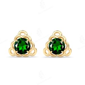 Chrome Diopside Studs Earrings For Women 14k Gold Diopside Studs Earrings Unique Filigree Style Studs Art Deco Minimalist Studs Wedding Gift
