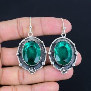 Faceted Chrome Diopside Dangle Earrings: 925 Sterling Silver Gemstone Jewelry