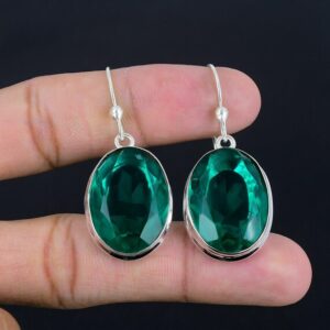 Faceted Chrome Diopside Earrings: Handmade 925 Sterling Silver Boho Jewelry