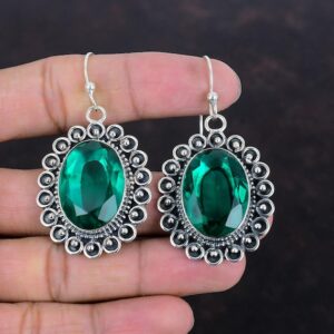 Faceted Chrome Diopside Earrings: Handmade 925 Sterling Silver Jewelry