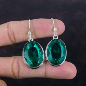 Faceted Chrome Diopside Earrings: Handmade 925 Sterling Silver Drop Earrings