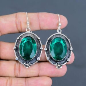 Handmade Faceted Chrome Diopside 925 Sterling Silver Earrings