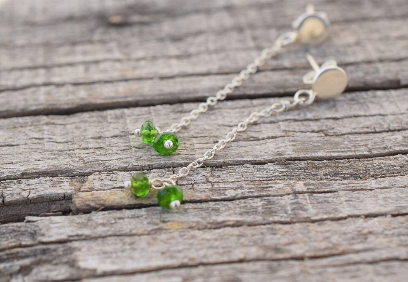 Natural Chrome Diopside Earring In 925 Sterling Silver, Artisan Earrings, Silver Jewelry, Designer Earring, Birthstone, Handmade, Gift Her