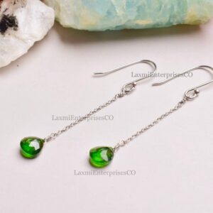 Natural Chrome Diopside Earring In 925 Sterling Silver, Artisan Earrings, Silver Jewelry, Designer Earring, Birthstone, Handmade, Gift Her
