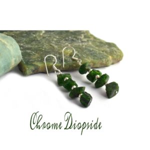 Natural Raw Chrome Diopside Earring in 925 Sterling Silver, Rough Gemstone Earring, Uncut Bracelet, Birthstone Earring, Birthstone, Gift Her