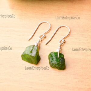 Raw Chrome Diopside Earring in 925 Sterling Silver, Wire Wrapped Earrings, Gemstone Earring, Silver Jewelry, Handmade Earring, Gift For Her