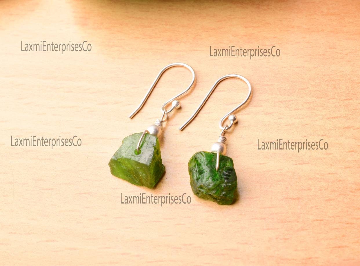 Raw Chrome Diopside Earring In 925 Sterling Silver, Wire Wrapped Earrings, Gemstone Earring, Silver Jewelry, Handmade Earring, Gift For Her Raw Chrome Diopside Earring In 925 Sterling Silver, Wire Wrapped Earrings, Gemstone Earring, Silver Jewelry, Handmade Earring, Gift For Her