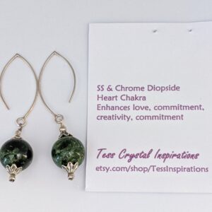 Sterling Silver and Chrome Diopside sphere pair of earrings