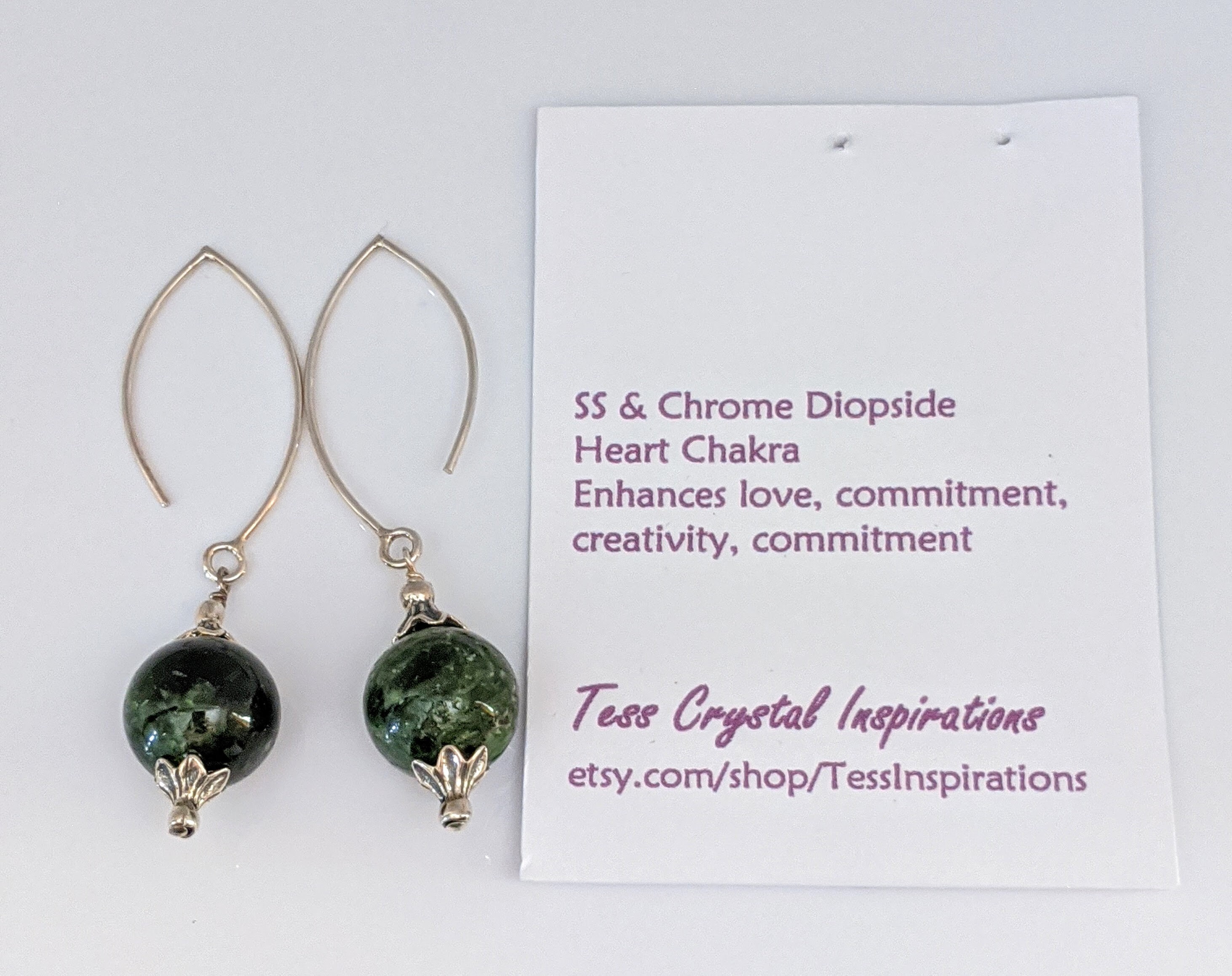Sterling Silver And Chrome Diopside Sphere Pair Of Earrings