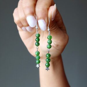Diopside Earrings Swing On A Star Rare Green Gemstone