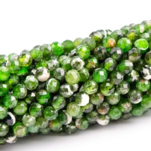 2-3mm Snow Cover Chrome Diopside Grade A Genuine Natural Gemstone Full Strand Faceted Round Loose Beads 15" Bulk Lot Options (117515-3941)