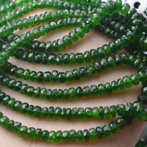 8 Inch Strand, Natural Chrome Diopside Faceted Rondelles. Size 3.5-4mm101