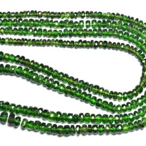 8 inches,Super Quality Natural Clean Chrome Diopside Faceted Rondelles,Size is 3.50-5.50mm #118