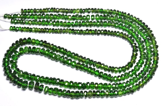 8 Inches,super Quality Natural Clean Chrome Diopside Faceted Rondelles,size Is 3.50-5.50mm #118 8 Inches,super Quality Natural Clean Chrome Diopside Faceted Rondelles,size Is 3.50-5.50mm #118