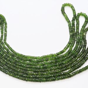 Aaa Amazing Natural Chrome Diopside Faceted Rondelle Bead, 3.5-4.5 Mm Chromediopside Gemstone Beads, 17" Faceted Green Diopside Beads Strand
