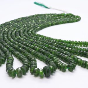 Aaa Beautiful Natural Chrome Diopside Faceted Rondelle Beads, 4-6 Mm Chromediopside Gemstone Beads, 17" Faceted Green Diopside Beads Strand