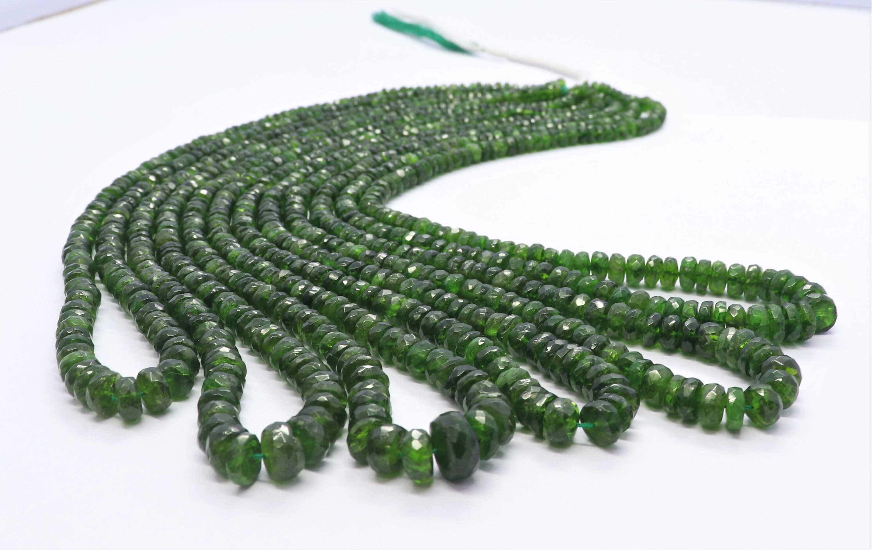Aaa Beautiful Natural Chrome Diopside Faceted Rondelle Beads, 4-6 Mm Chromediopside Gemstone Beads, 17" Faceted Green Diopside Beads Strand