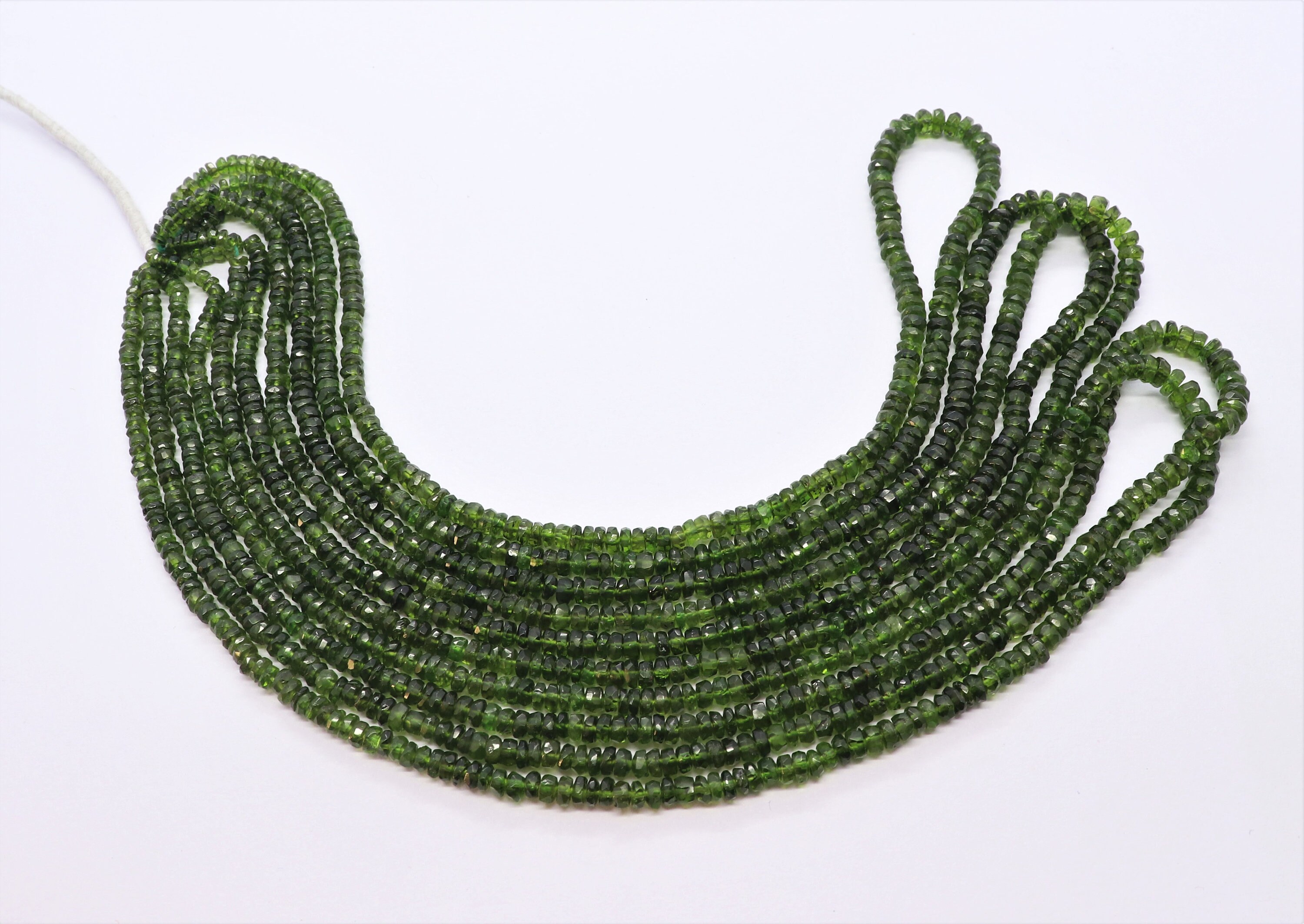 Aaa Beautiful Natural Chrome Diopside Faceted Rondelle Beads, 3-4 Mm Chromediopside Gemstone Beads, 17" Faceted Green Diopside Beads Strand