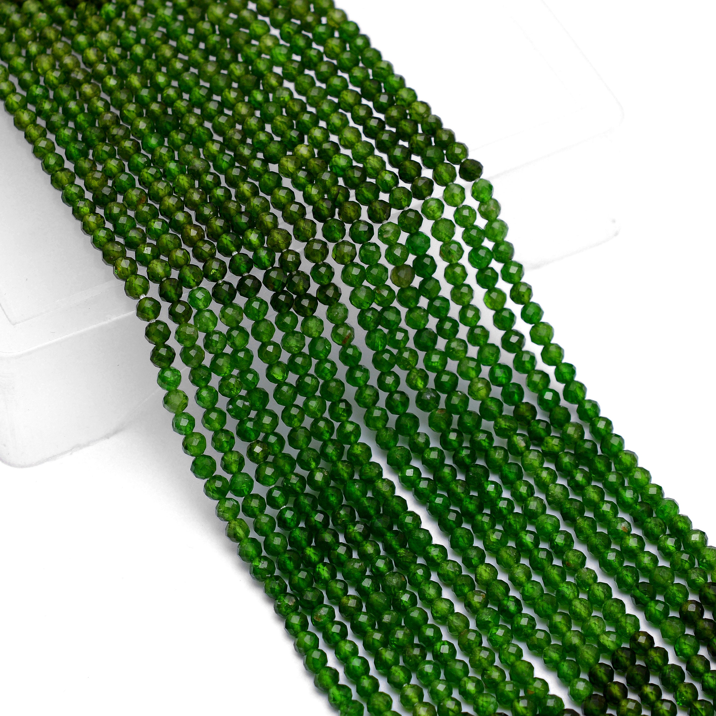Aaa+ Chrome Diopside 3mm-4mm Faceted Beads | Natural Multi Chrome Diopside Semi Precious Gemstone Loose Roundel Beads | 13" Long