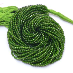 AAA+ Chrome Diopside Gemstone 2mm-3mm Micro Faceted Beads | Natural Chrome Diopside Semi Precious Gemstone Rondelle Beads | 13inch Strand