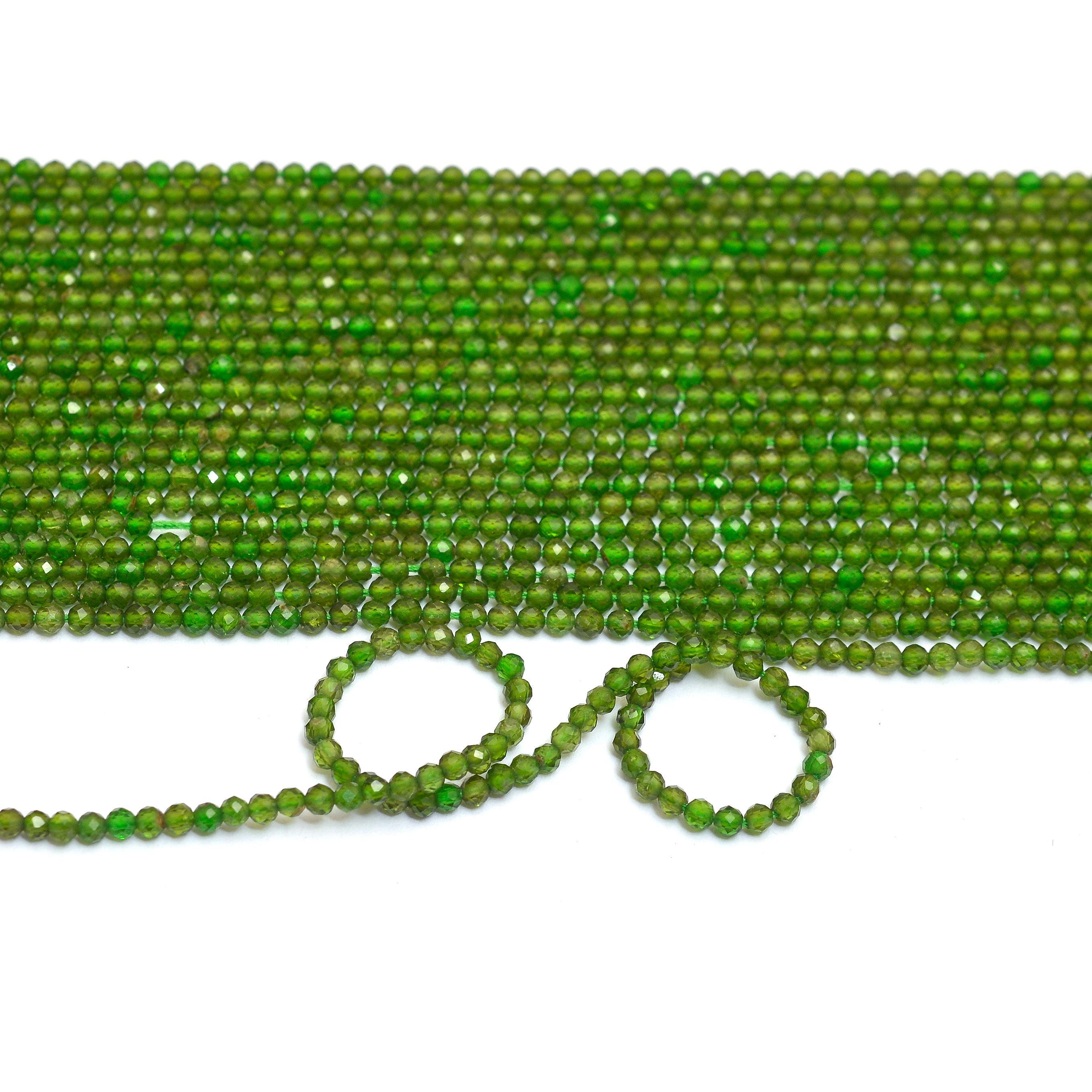 Aaa+ Chrome Diopside Gemstone 2mm-2.5mm Micro Faceted Beads | Natural Chrome Diopside Semi Precious Gemstone Rondelle Beads | 13inch Strand
