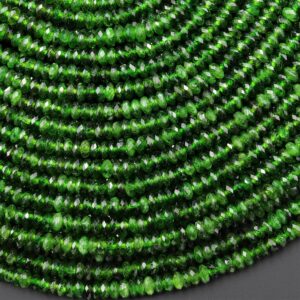 AAA Genuine Natural Green Chrome Diopside Beads Faceted 3mm 4mm Thin Rondelle Gemstone 15.5" Strand