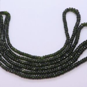 Aaa Natural Chrome Diopside Faceted Rondelle Beads, 3.5-5.5 Mm Chromediopside Gemstone Beads, 17" Faceted Green Diopside Beads For Jewelry