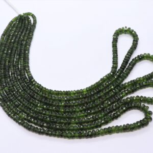 Aaa Natural Chrome Diopside Faceted Rondelle Beads, 3-4 Mm Chromediopside Gemstone Beads, 17" Faceted Green Diopside Beads Jewelry Making