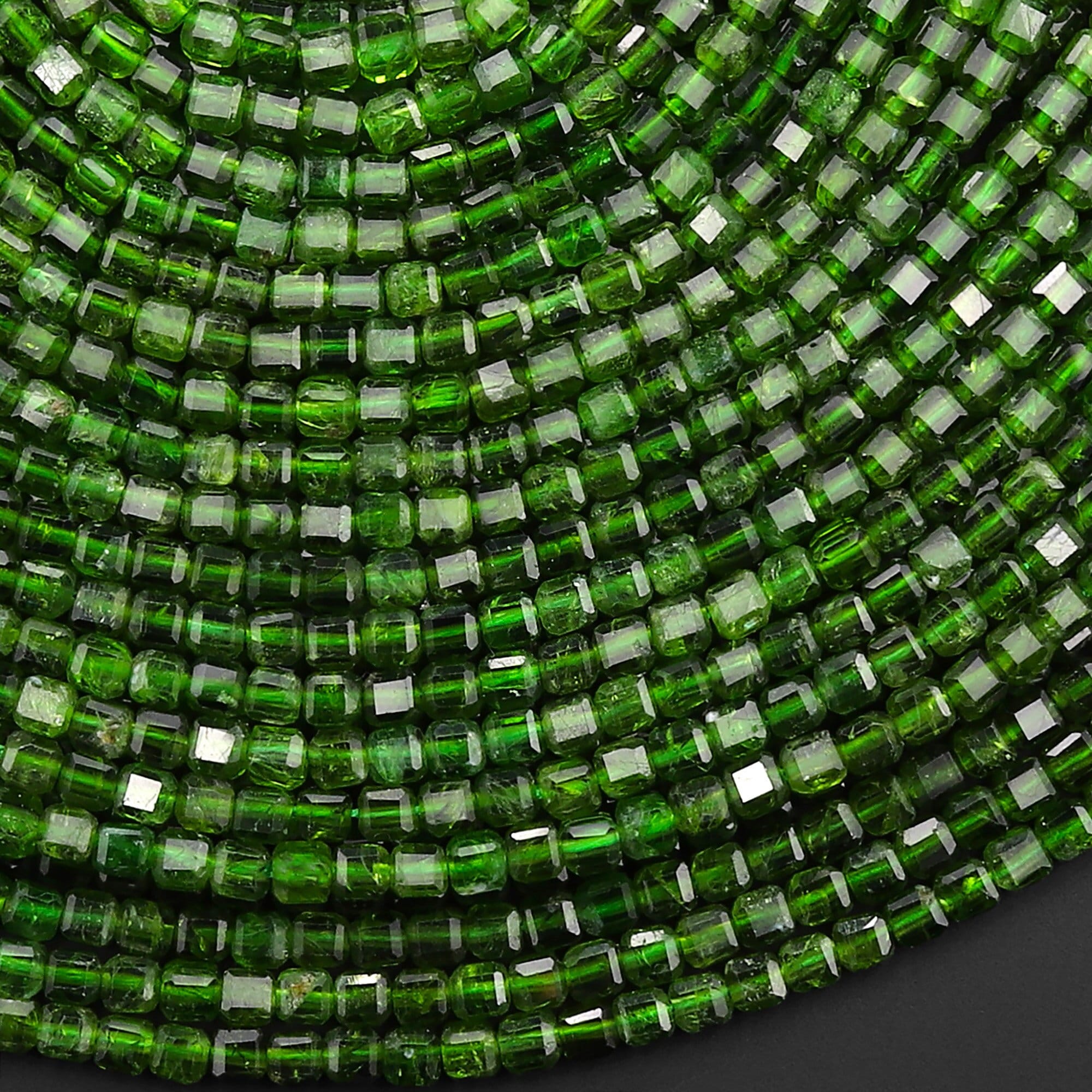 Aaa Real Genuine Natural Green Chrome Diopside Faceted 2mm Cube Dice Square Gemstone Beads 15.5" Strand Aaa Real Genuine Natural Green Chrome Diopside Faceted 2mm Cube Dice Square Gemstone Beads 15.5" Strand